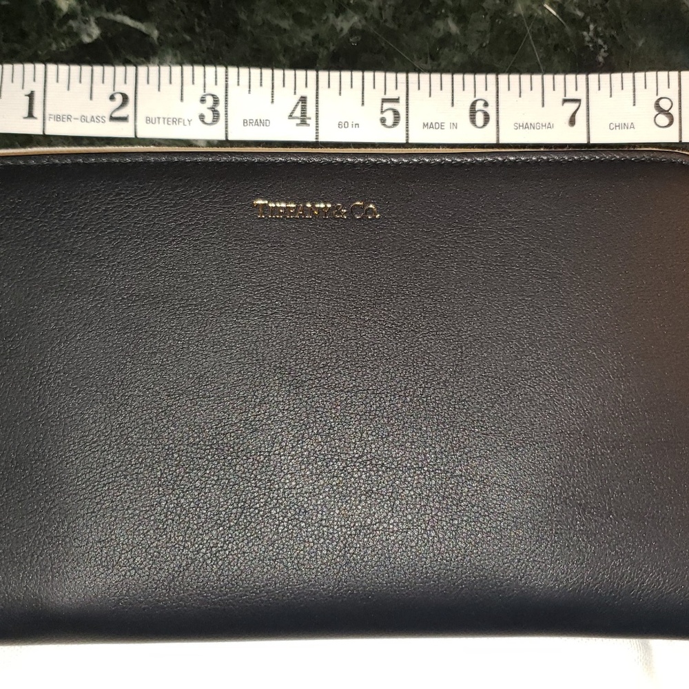 Tiffany Co Long Black Leather Wallet 16 car slot